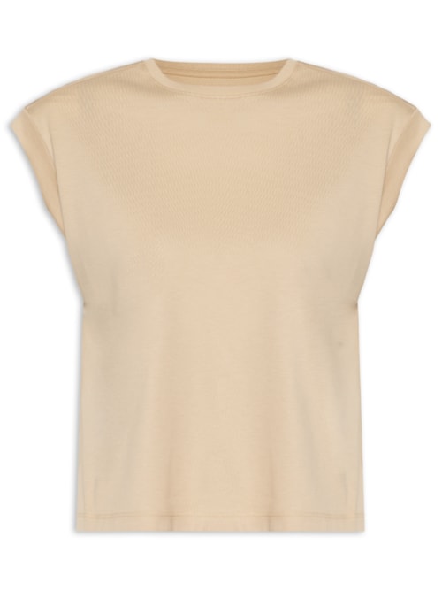 Camiseta Feminina Pima Manga Japonesa - Bege