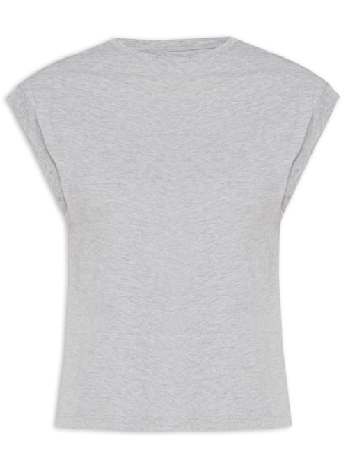 Camiseta Feminina Pima Manga Japonesa - Cinza