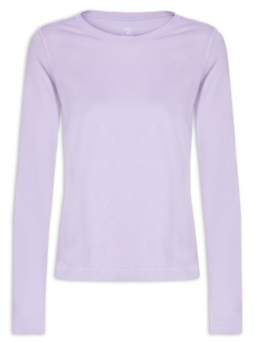 Camiseta Feminina Pima Manga Longa Decote Redondo - Lilás