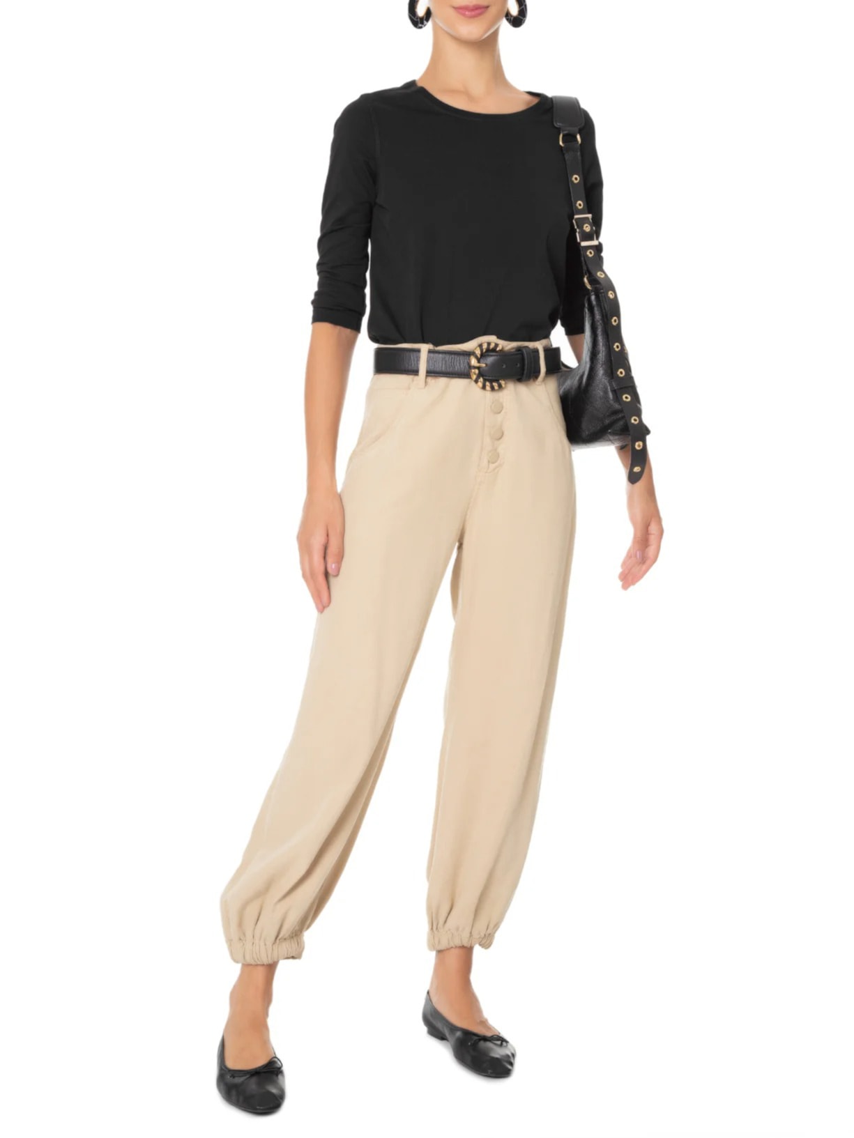 Camiseta Feminina Pima Manga Longa Decote Redondo Preto '2Essential