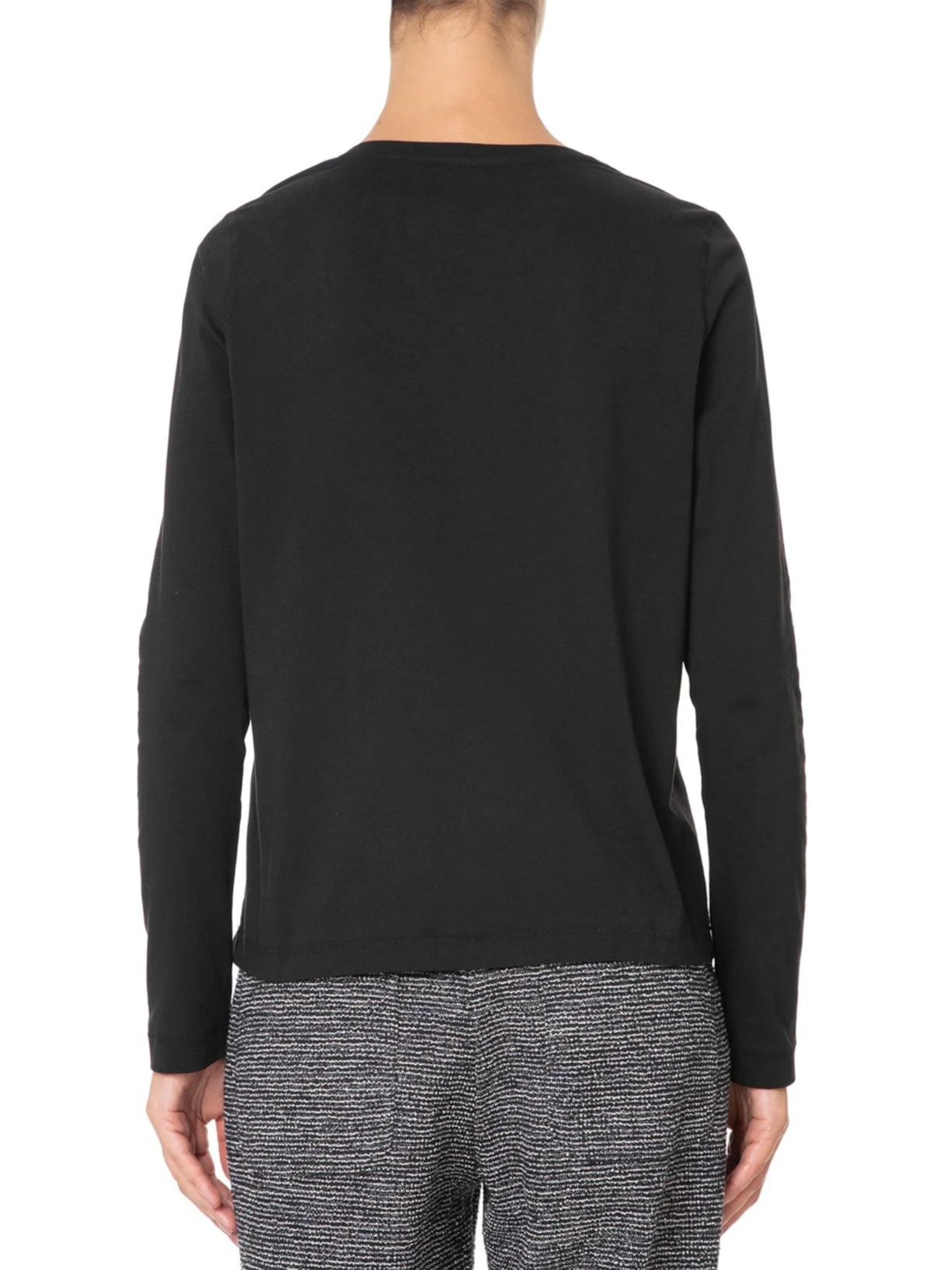 Camiseta Feminina Pima Manga Longa Decote V Preto '2Essential