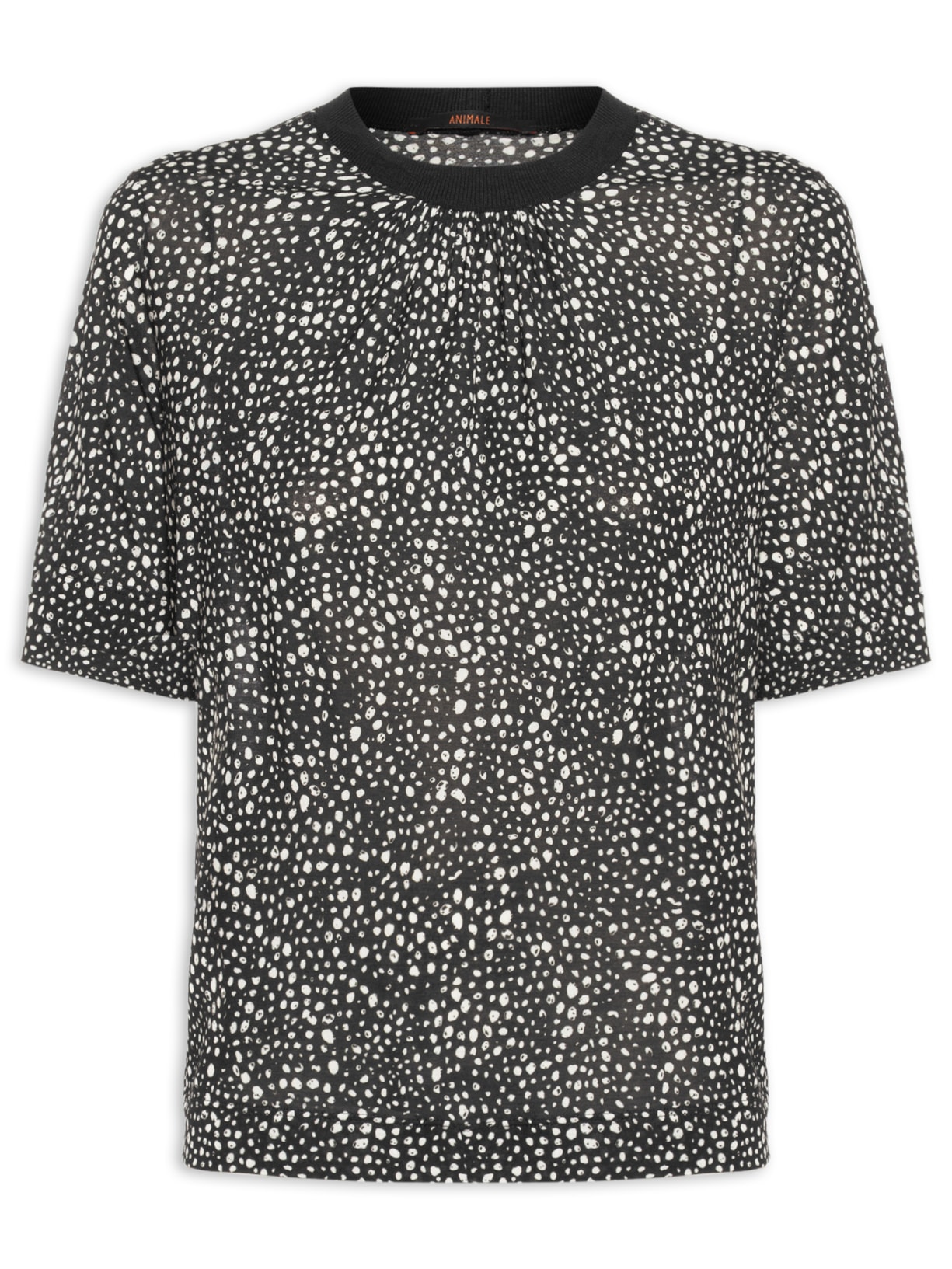 Camiseta Feminina Pois Lajedo Preto E Cru - Preto