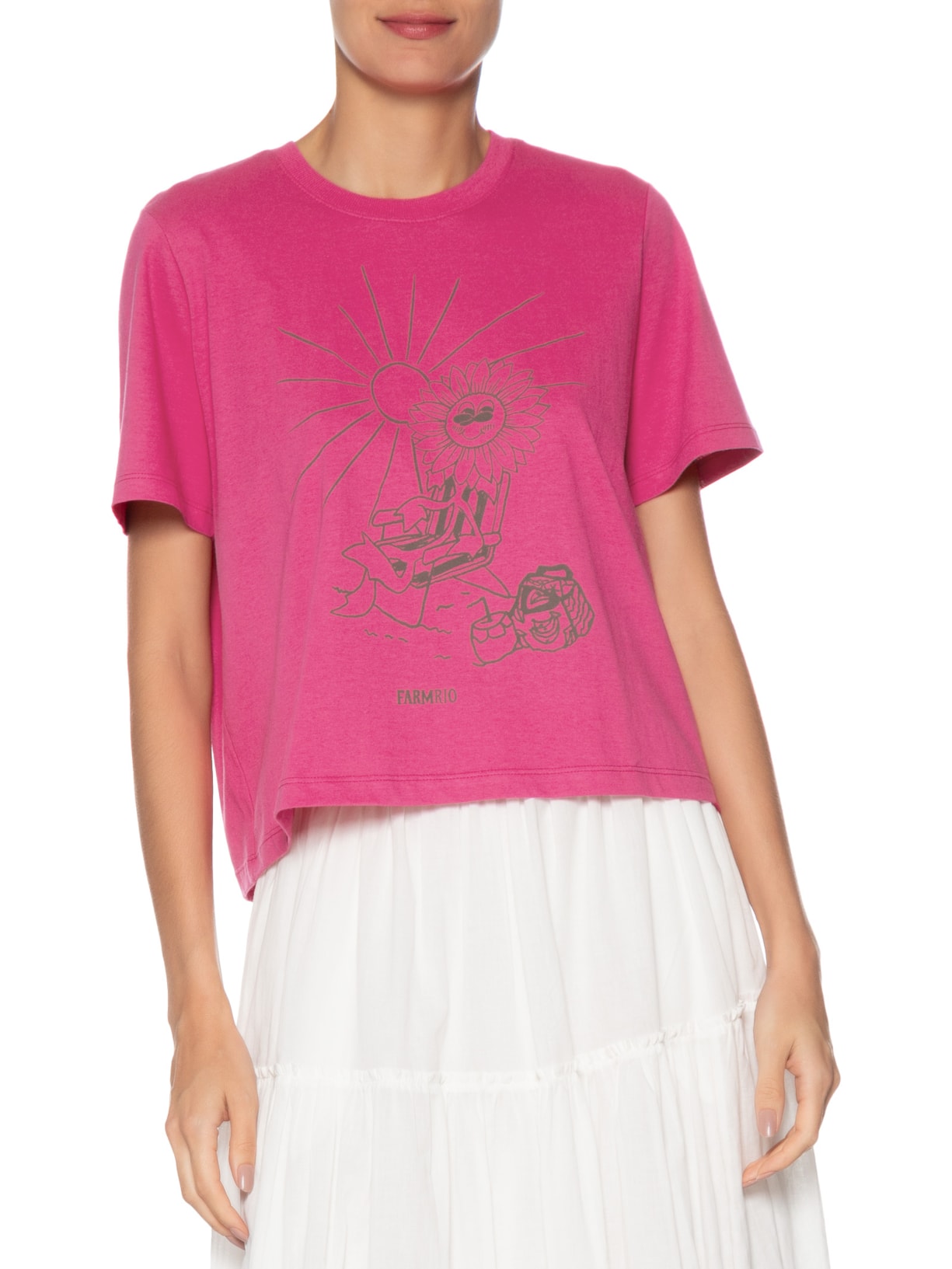 Camiseta Feminina Prainha Siga O Sol Rosa Farm Etc