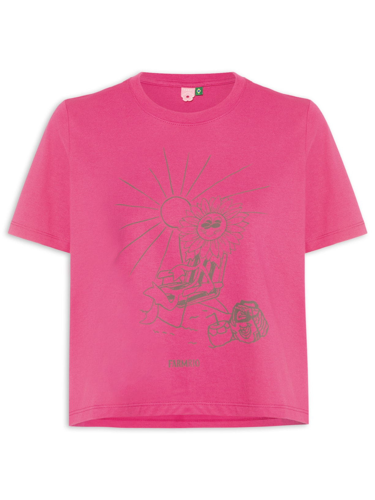 Camiseta Feminina Prainha Siga O Sol Rosa Farm Etc