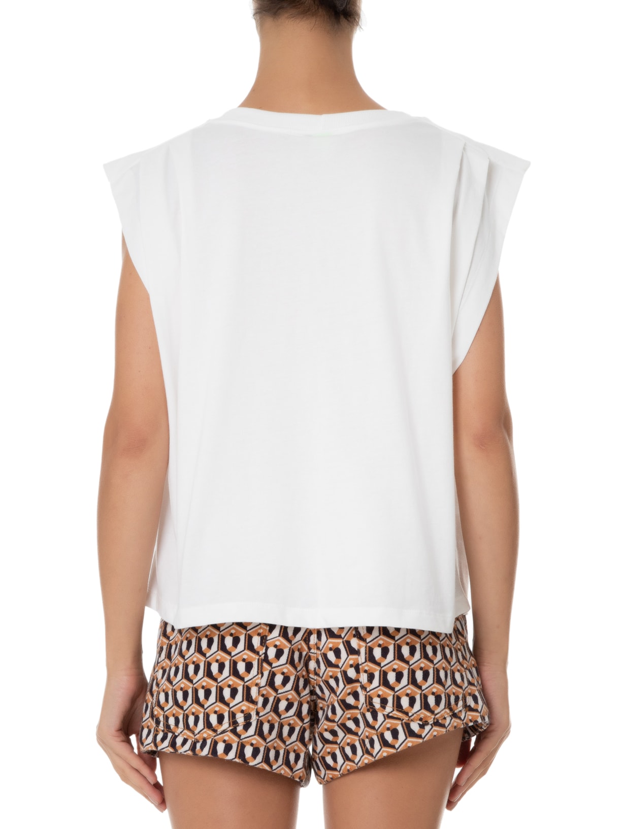 Camiseta Feminina Pregas Ombro Off White Farm