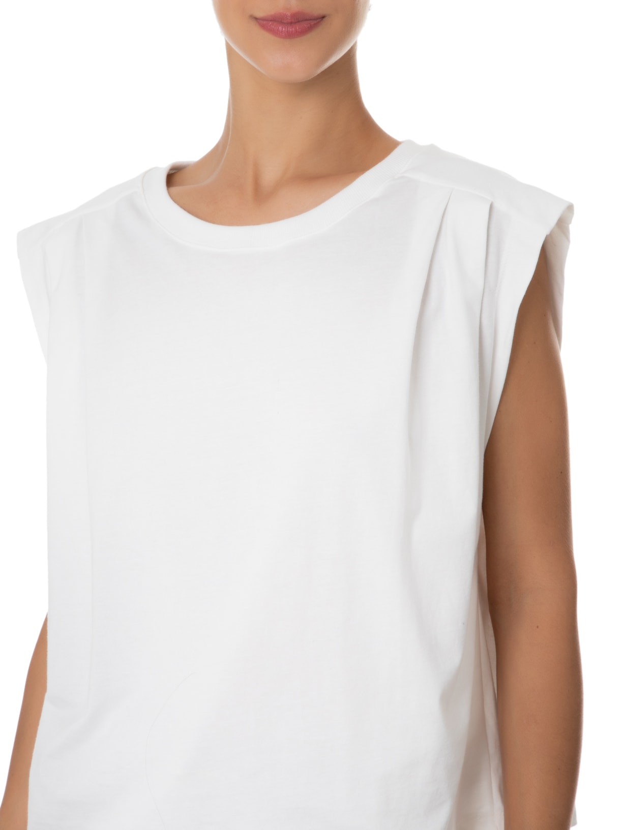 Camiseta Feminina Pregas Ombro Off White Farm