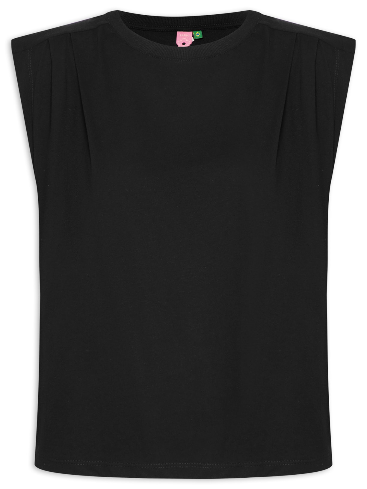 Camiseta Feminina Pregas Ombro - Preto