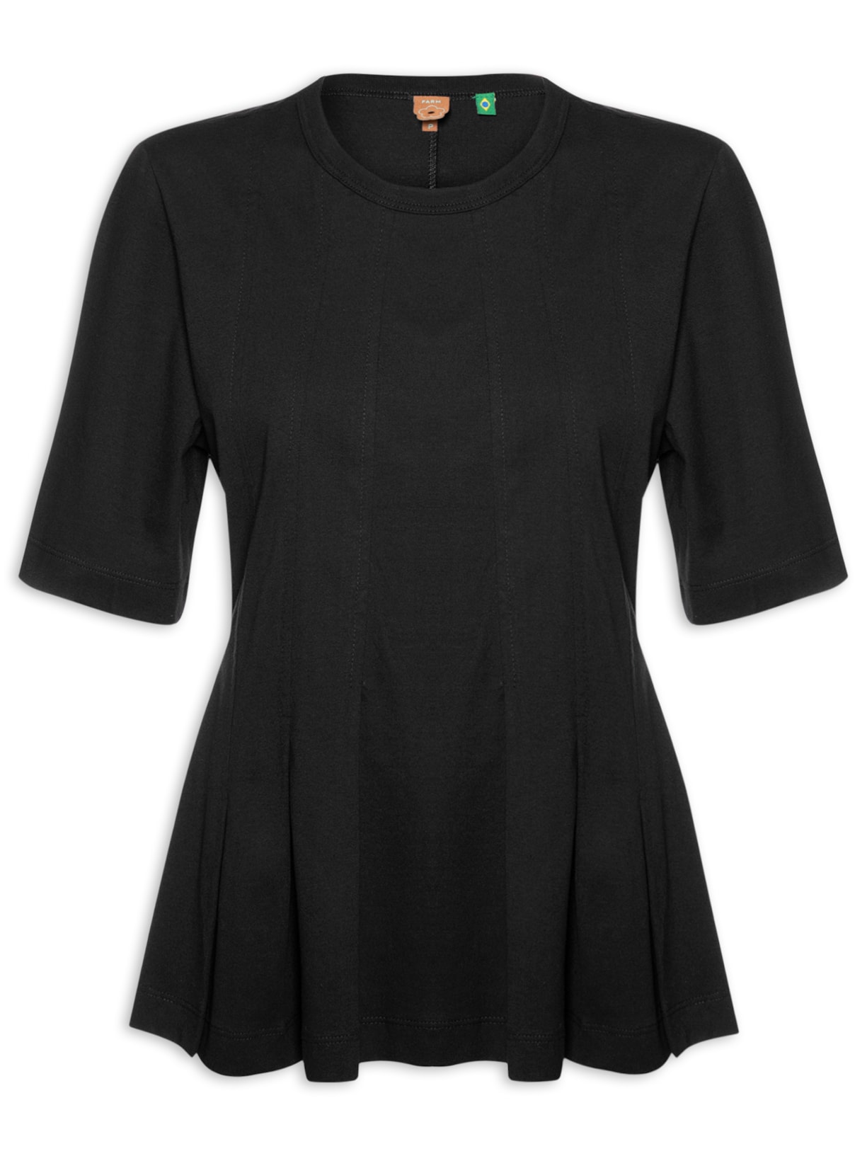 Camiseta Feminina Pregas - Preto