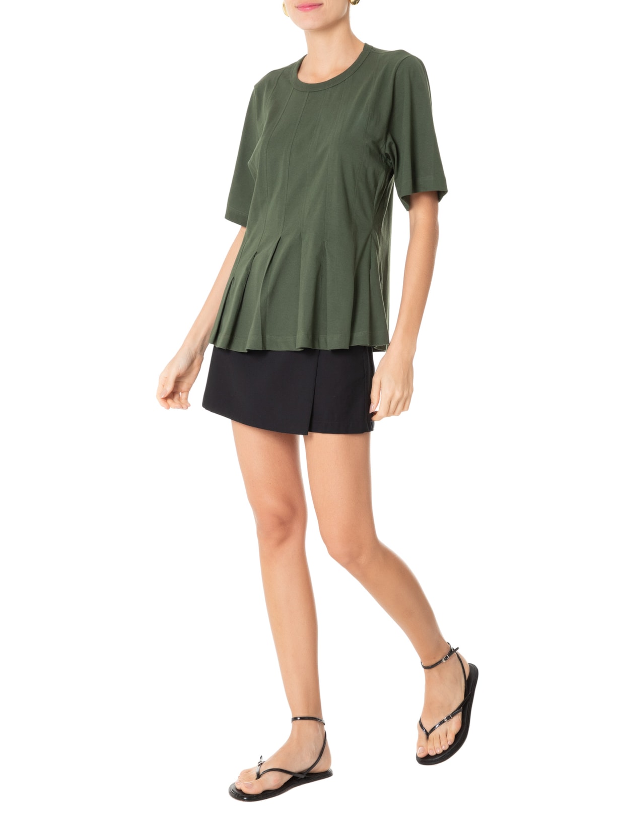 Camiseta Feminina Pregas Verde Farm