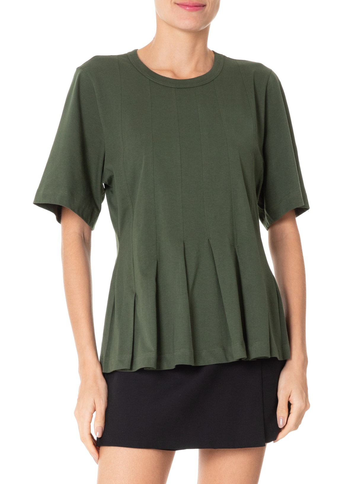 Camiseta Feminina Pregas Verde Farm