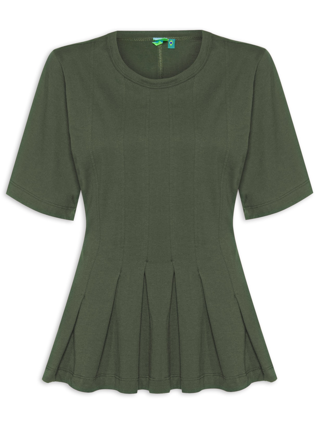 Camiseta Feminina Pregas Verde Farm