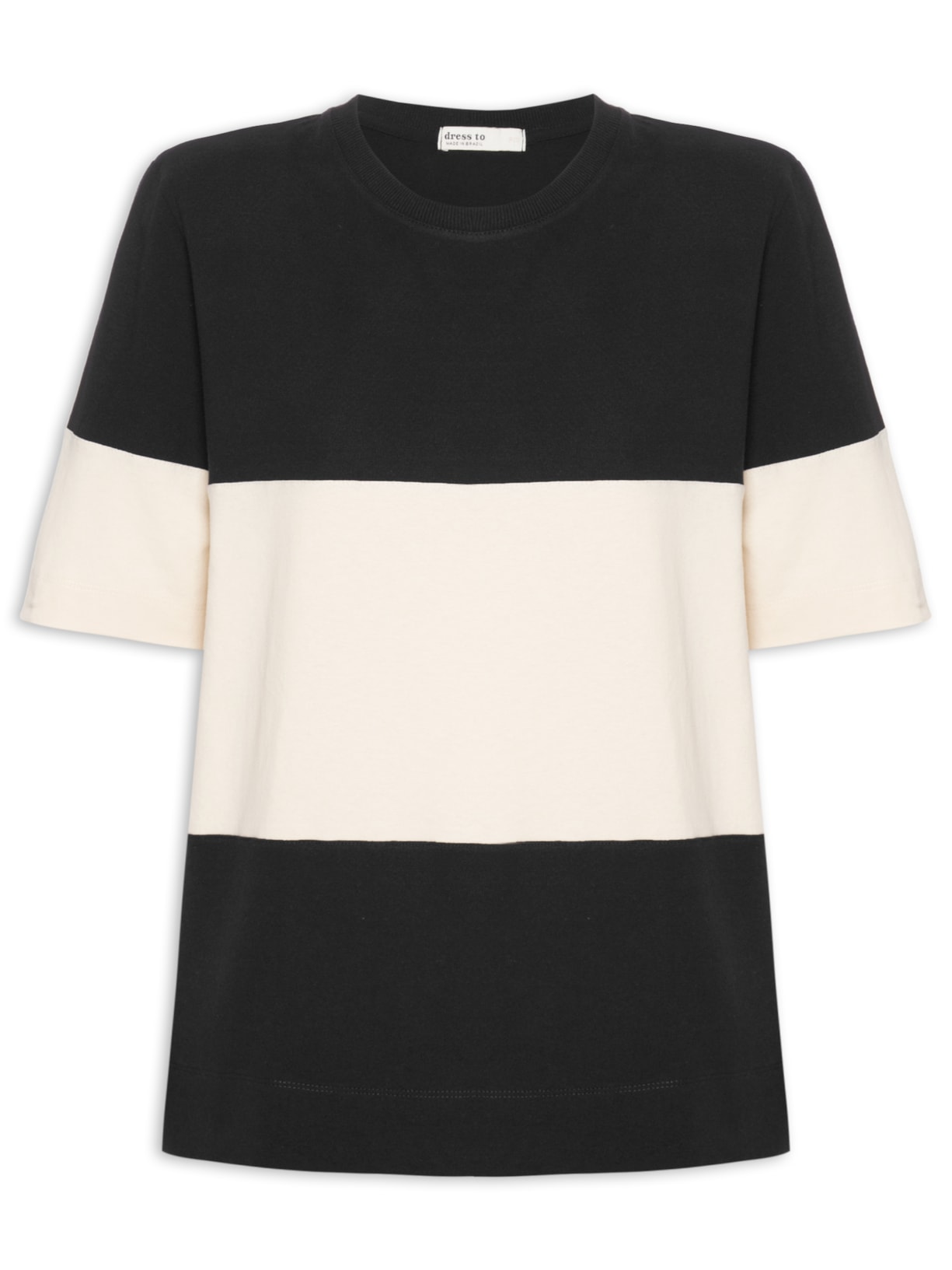 Camiseta Feminina Recorte Bicolor - Bege