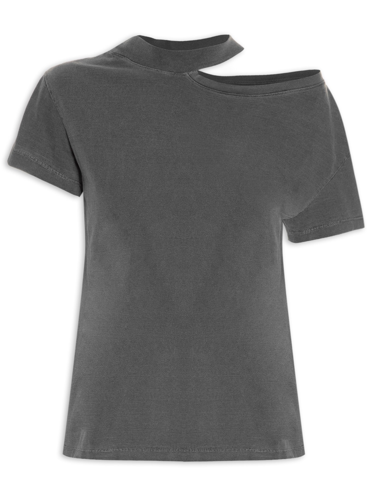 Camiseta Feminina Recorte Ombro - Cinza
