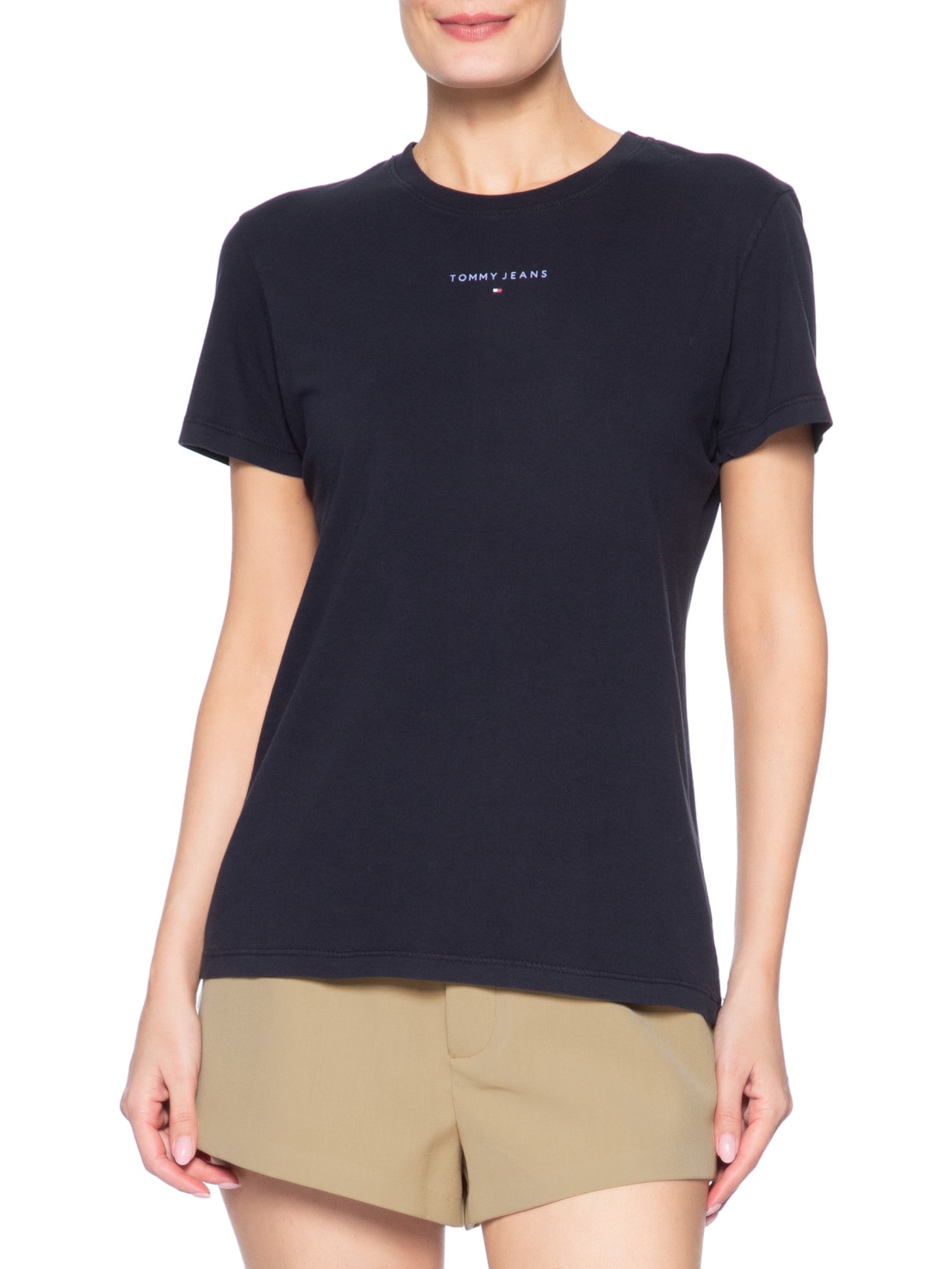 Camiseta Feminina Reg Linear SS Tee – Azul Tommy Jeans