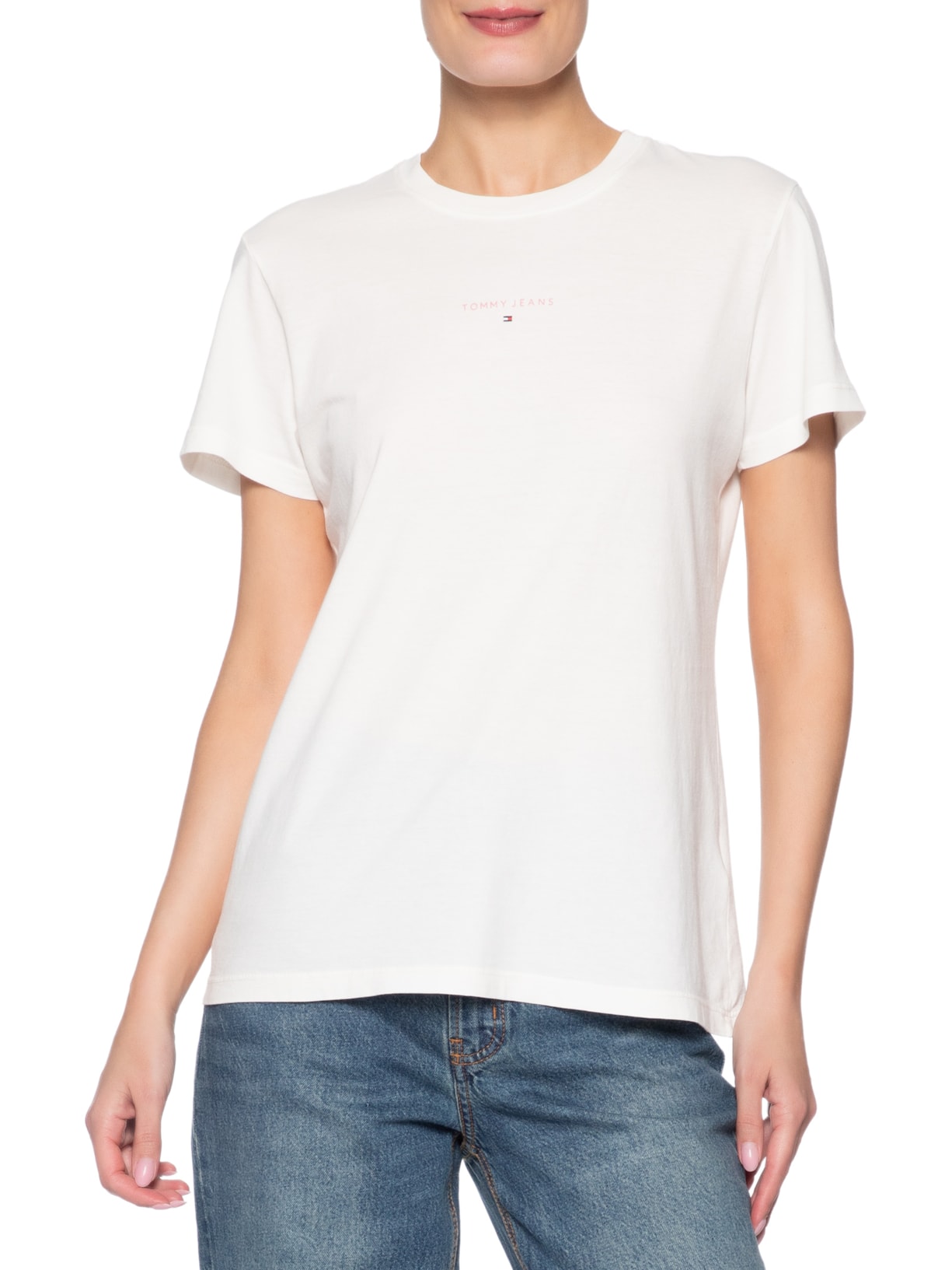 Camiseta Feminina Reg Linear SS Tee – Off White Tommy Jeans