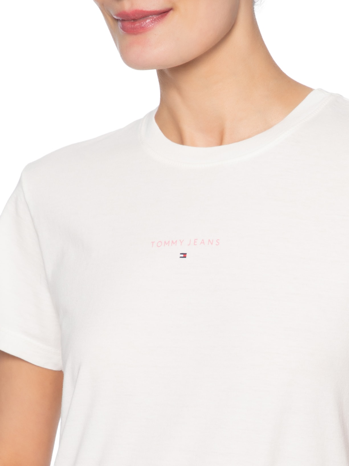 Camiseta Feminina Reg Linear SS Tee – Off White Tommy Jeans