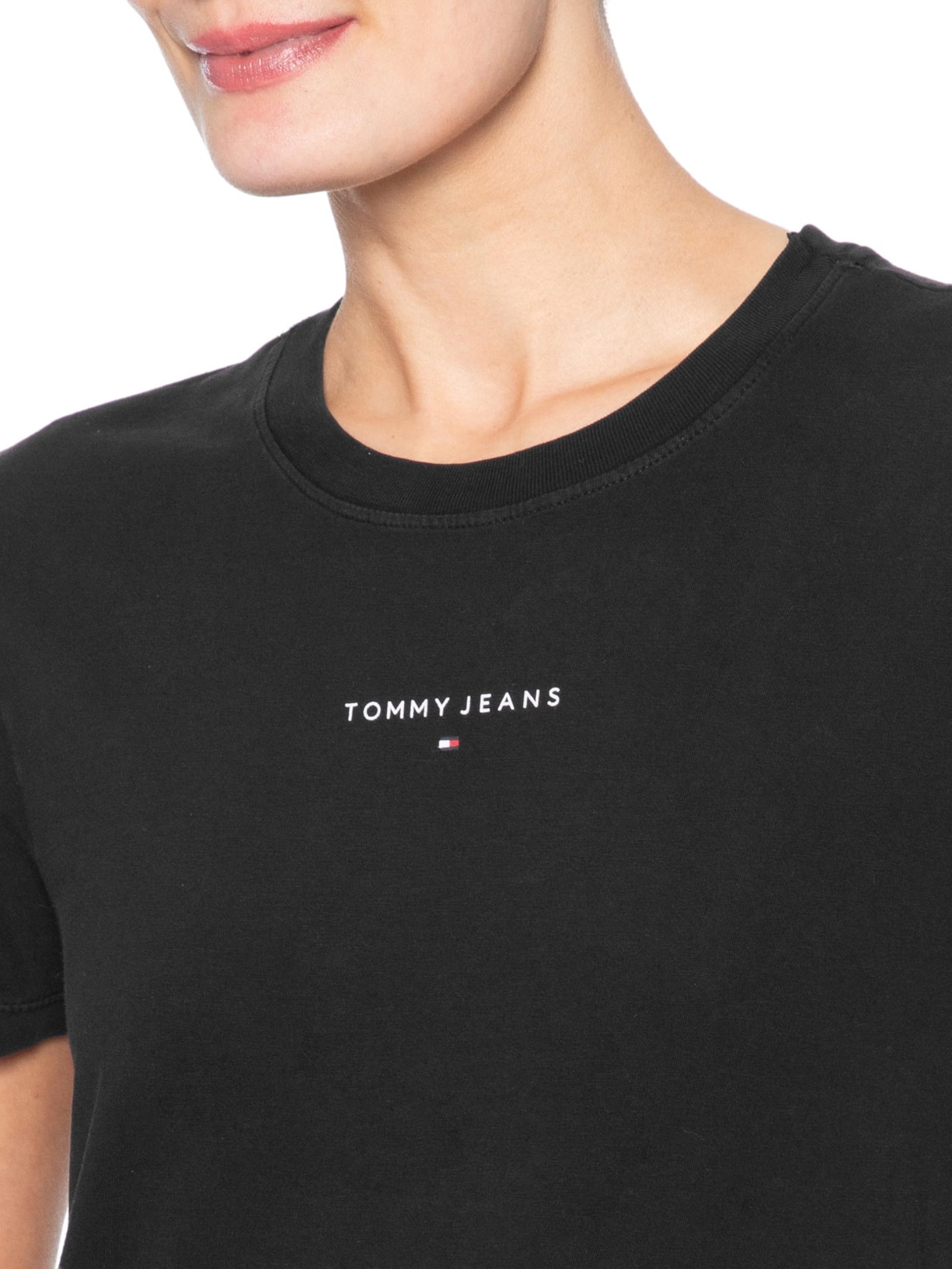 Camiseta Feminina Reg Linear SS Tee – Preto Tommy Jeans