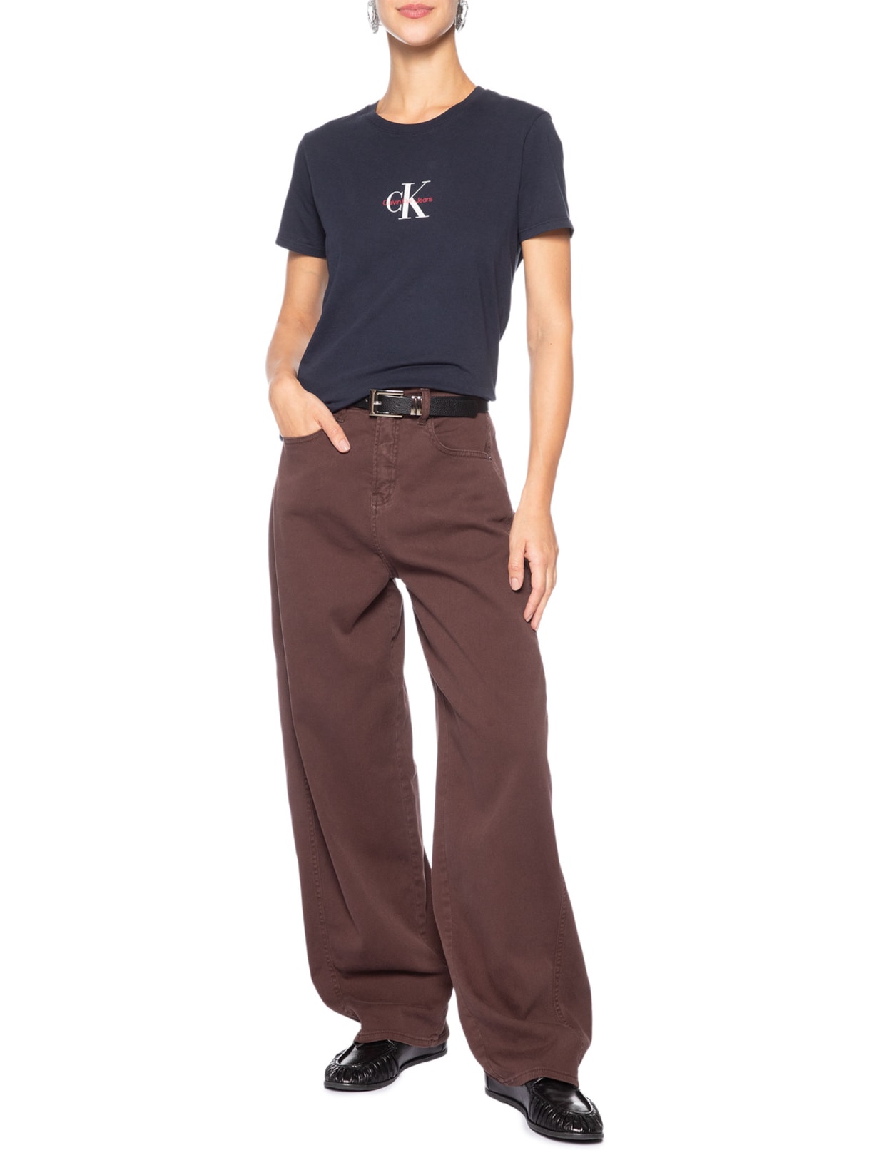 Camiseta Feminina Reissue Centralizado Azul Calvin Klein Jeans