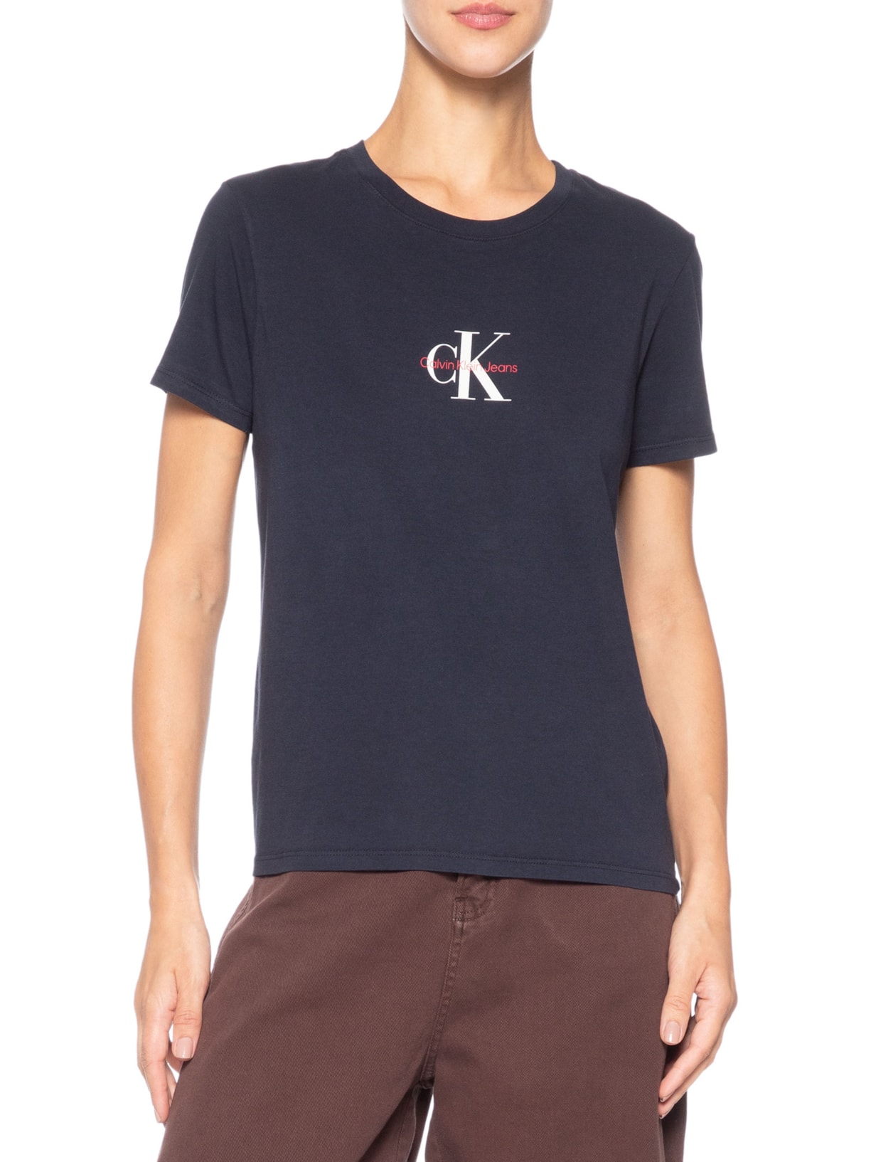 Camiseta Feminina Reissue Centralizado Azul Calvin Klein Jeans