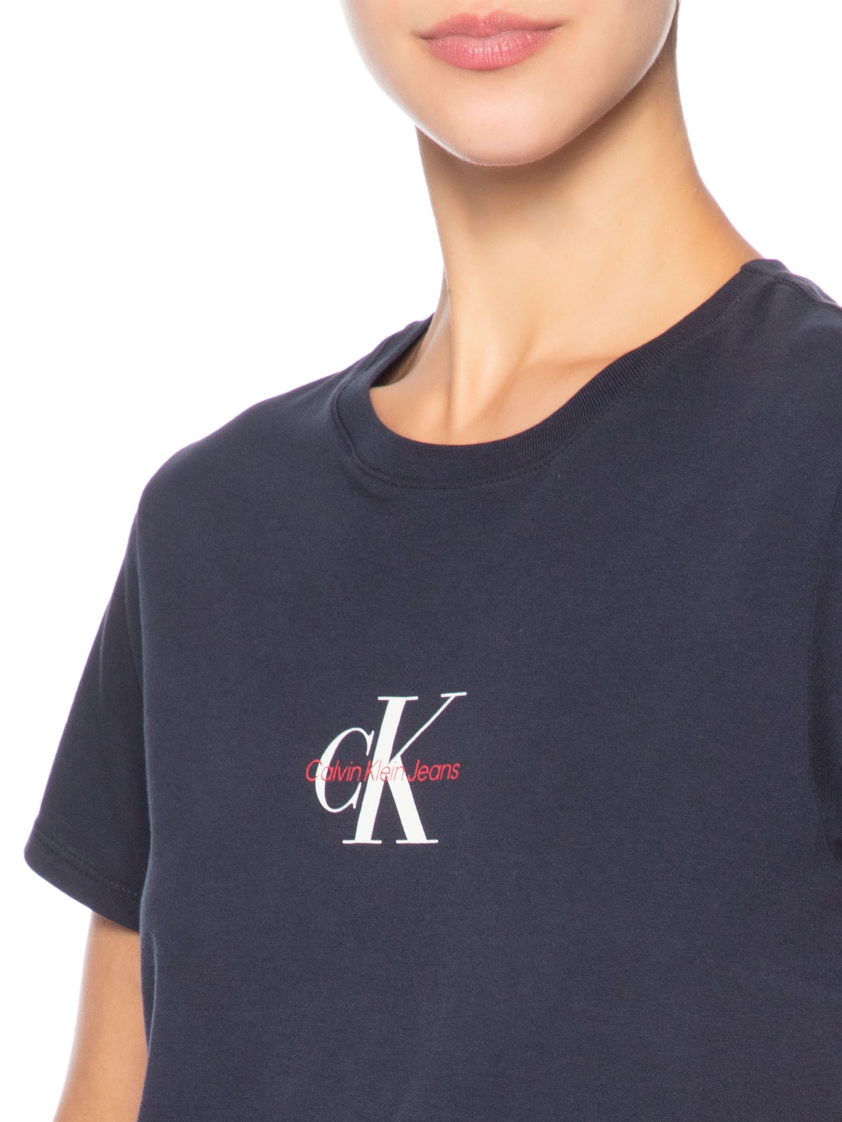 Camiseta Feminina Reissue Centralizado Azul Calvin Klein Jeans