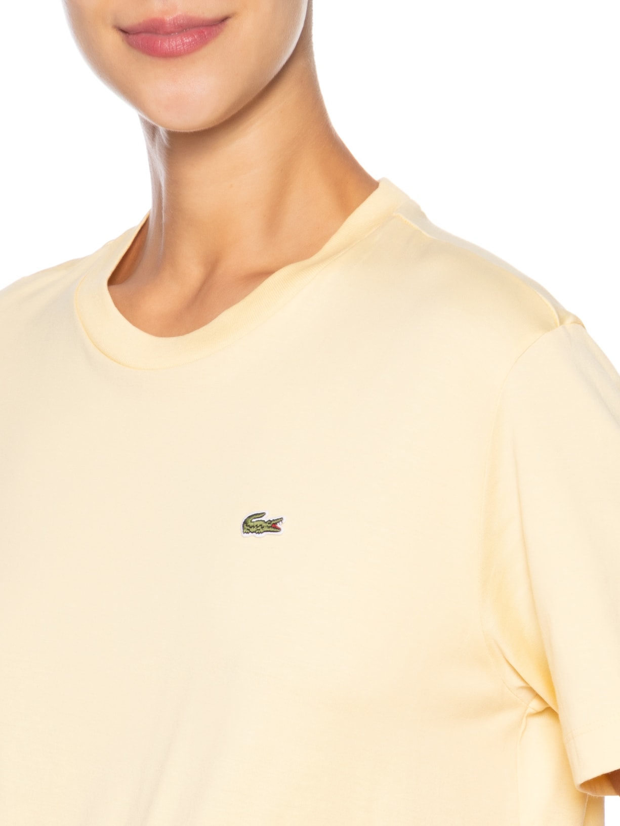 Camiseta Feminina Relaxed Fit Algodão Pima Amarelo Lacoste