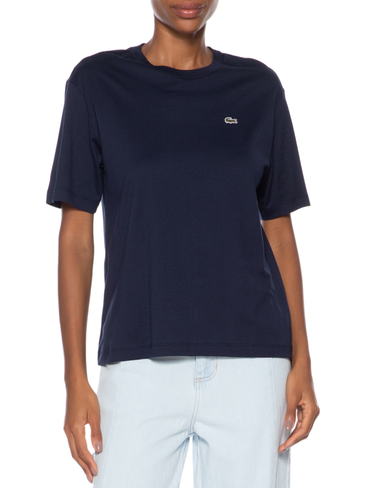 Camiseta Feminina Relaxed Fit Algodão Pima Azul Lacoste