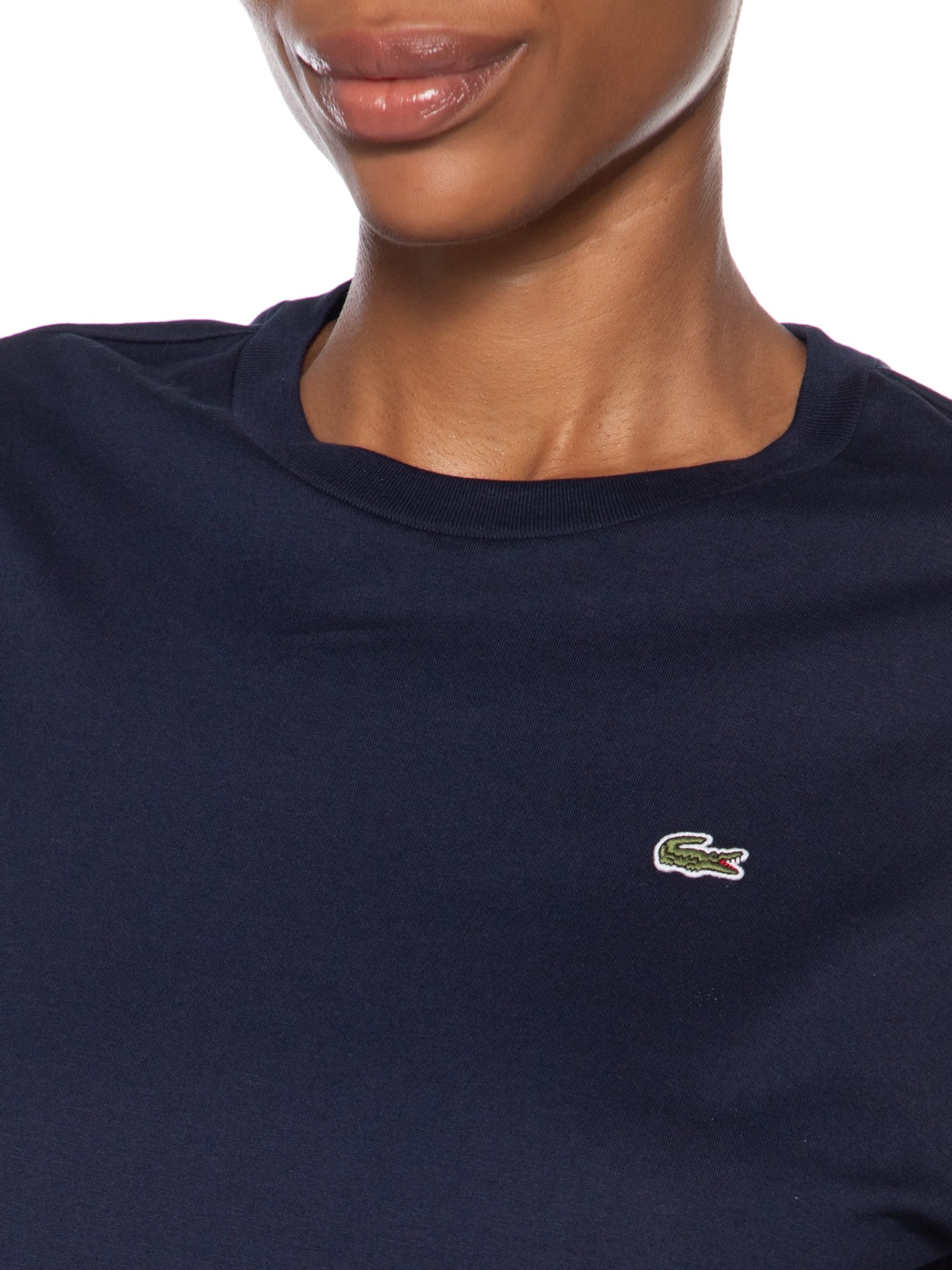 Camiseta Feminina Relaxed Fit Algodão Pima Azul Lacoste