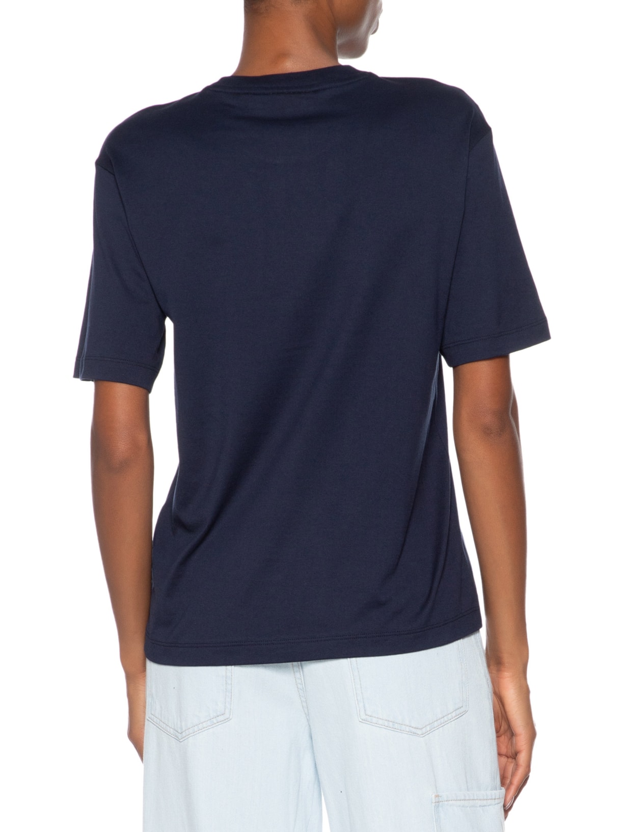 Camiseta Feminina Relaxed Fit Algodão Pima Azul Lacoste