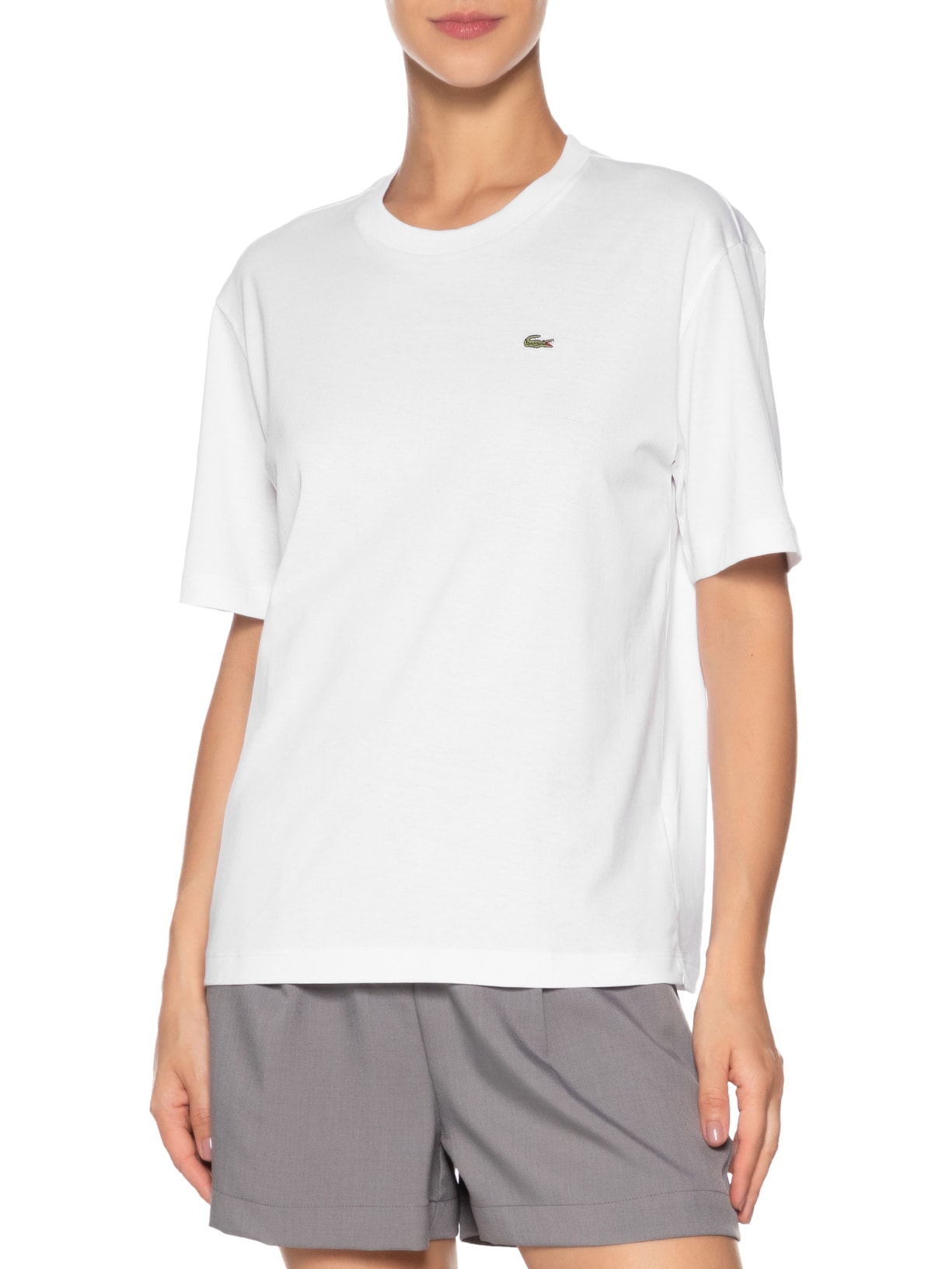 Camiseta Feminina Relaxed Fit Algodão Pima Branco Lacoste