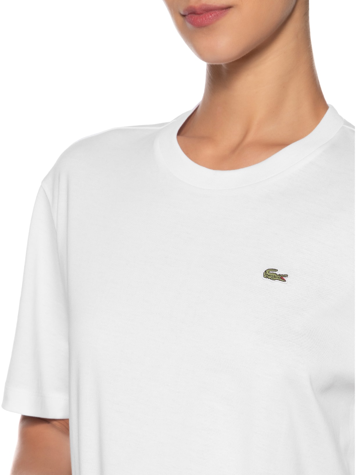 Camiseta Feminina Relaxed Fit Algodão Pima Branco Lacoste
