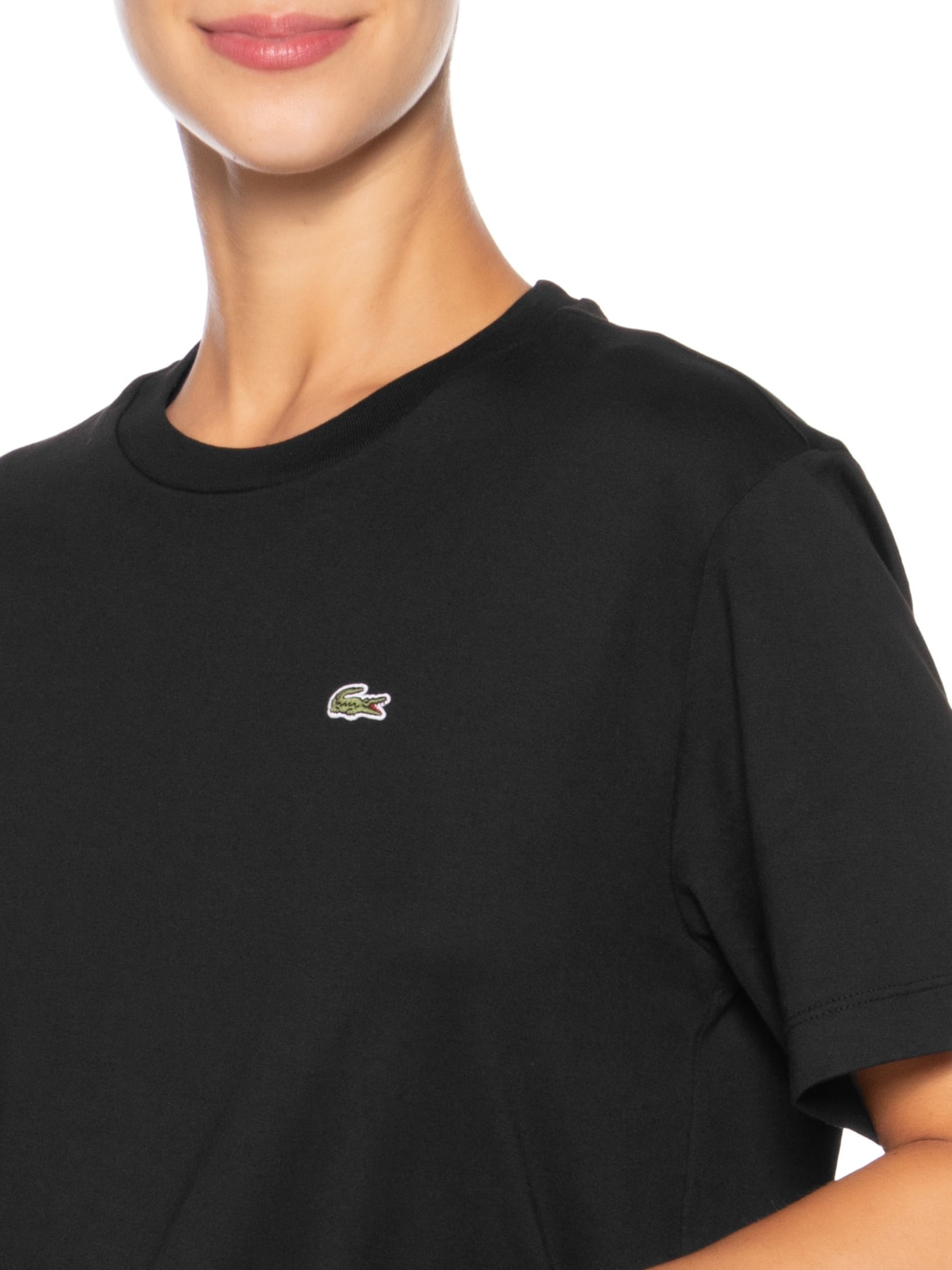 Camiseta Feminina Relaxed Fit Algodão Pima Preto Lacoste