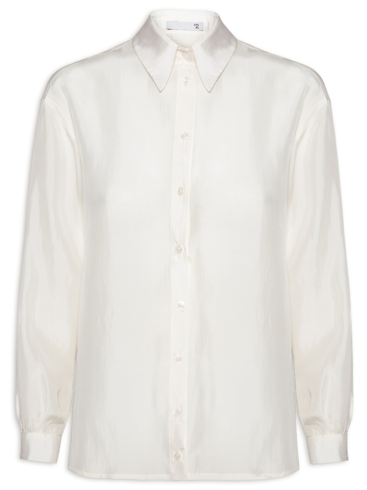 Camiseta Feminina Reta Em Seda Com Ombro Deslocado - Bege