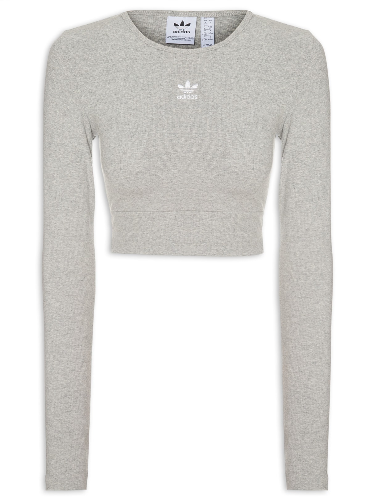 Camiseta Feminina Ribana Cropped - Cinza