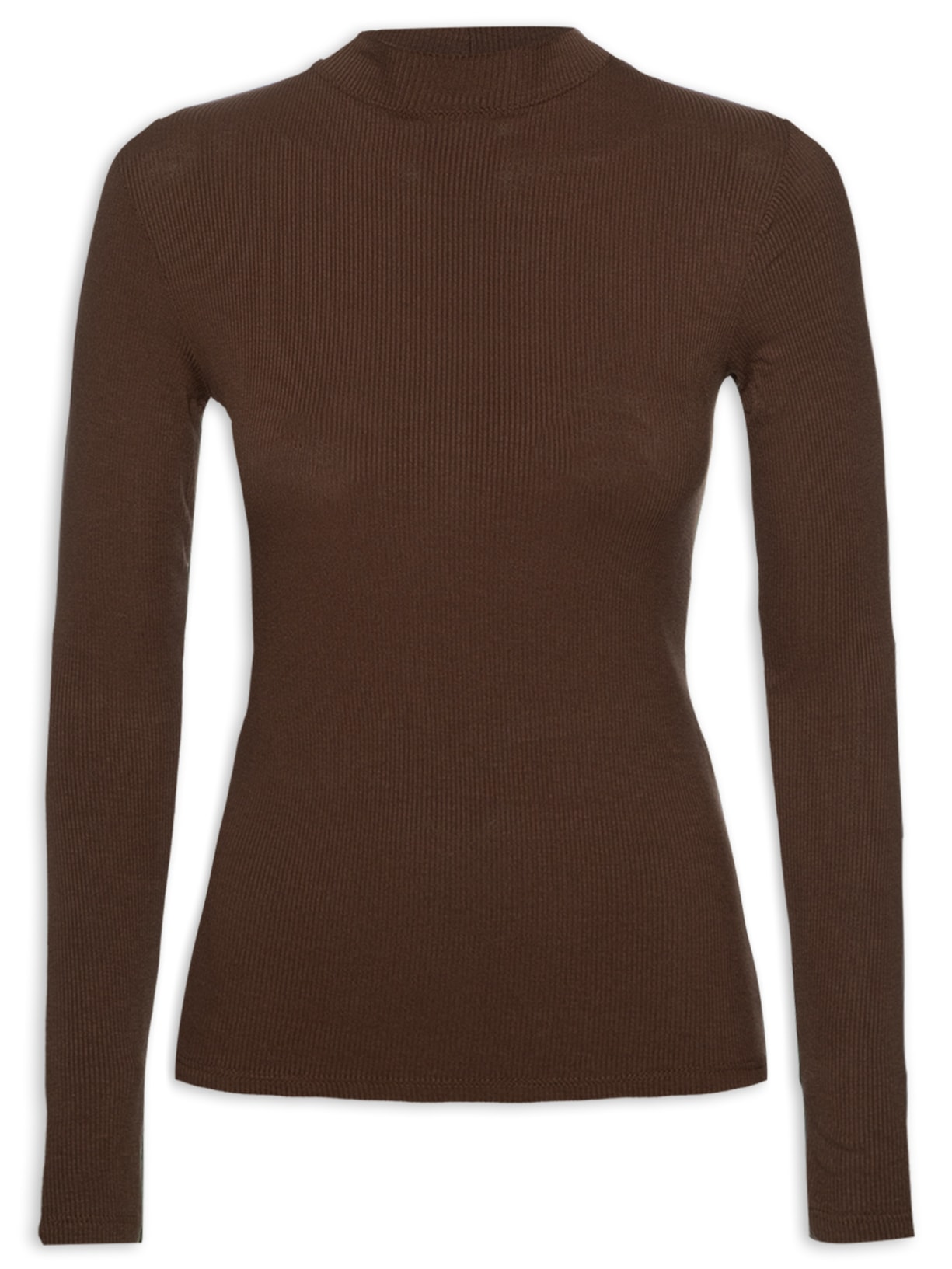 Camiseta Feminina Ribana Manga Longa - Marrom