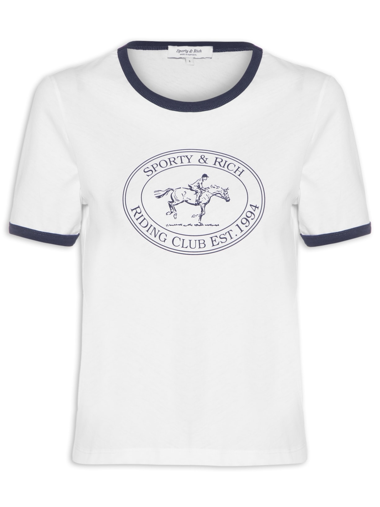 Camiseta Feminina Riding Club Ringer - Branco