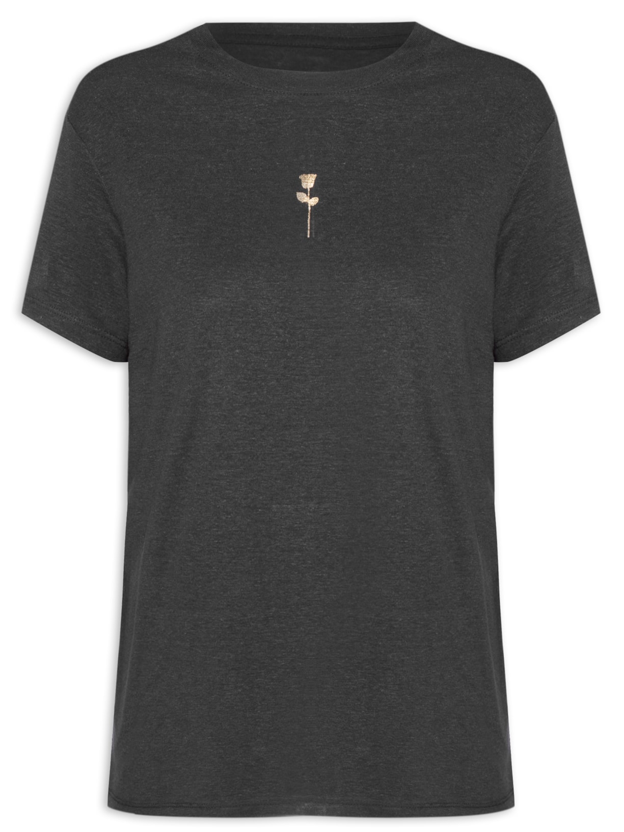 Camiseta Feminina Rosa Dourada - Preto