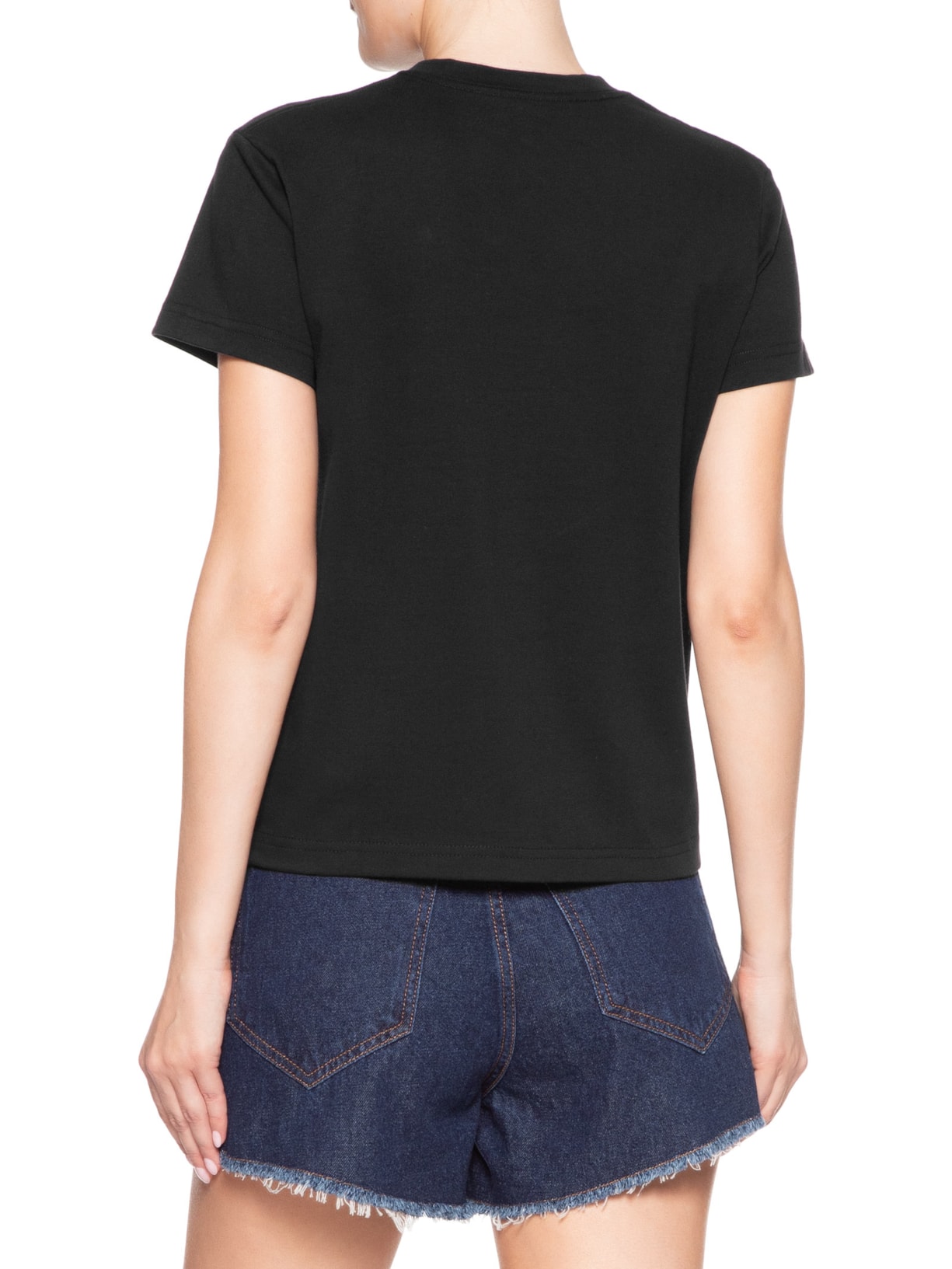 Camiseta Feminina Rosa Flocada Preta Osklen