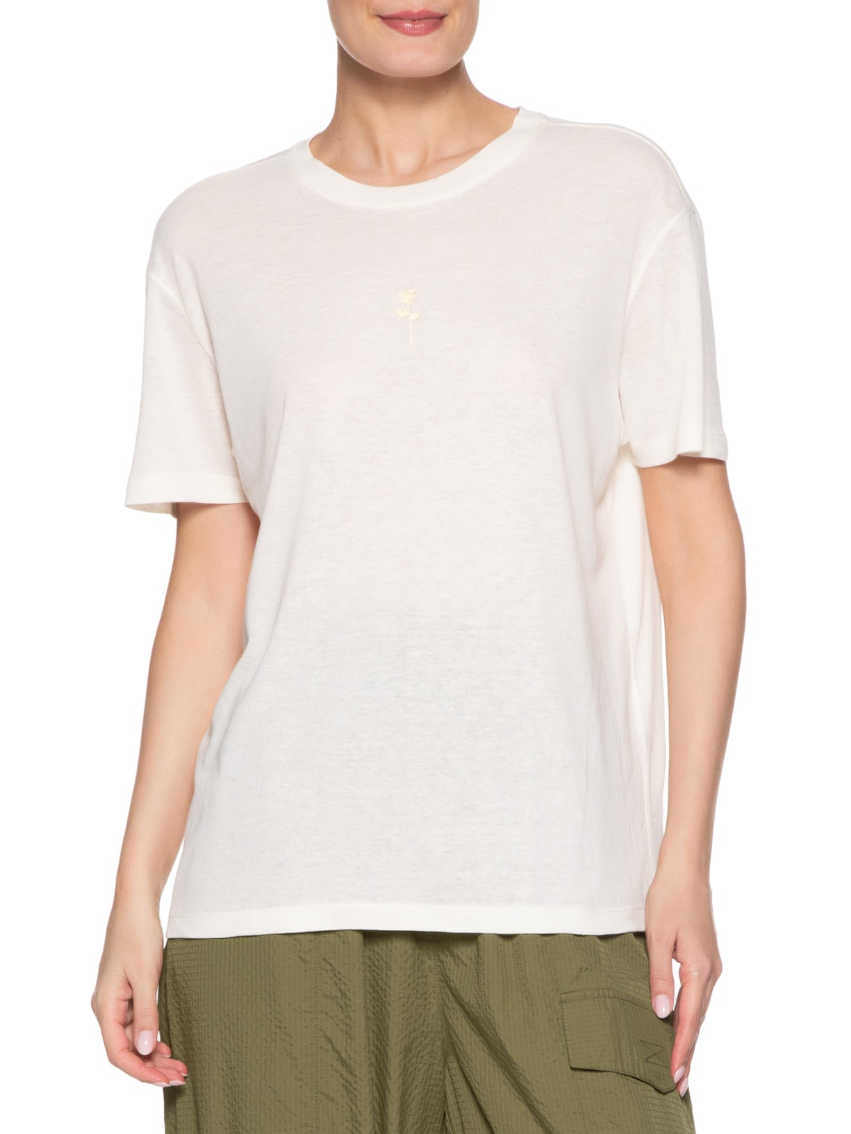 Camiseta Feminina Rosa Gold Branco Osklen