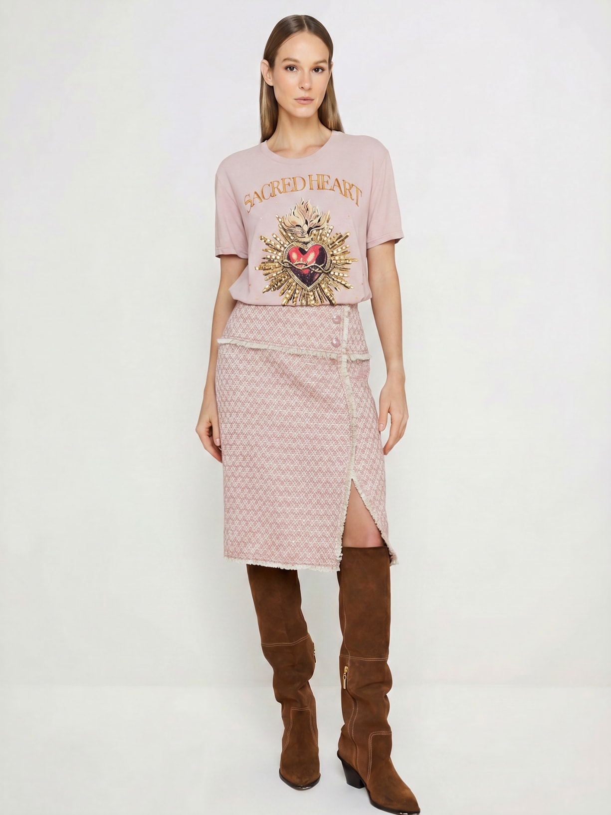 Camiseta Feminina Sacred Heart I26 Rosa Mixed