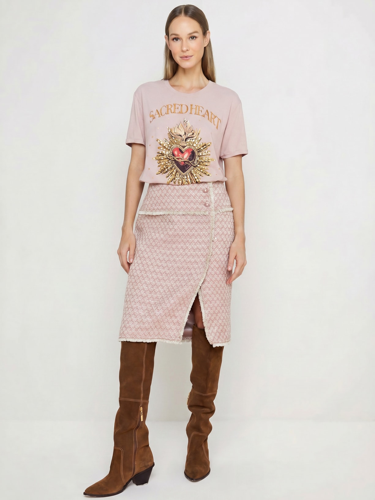 Camiseta Feminina Sacred Heart I26 Rosa Mixed