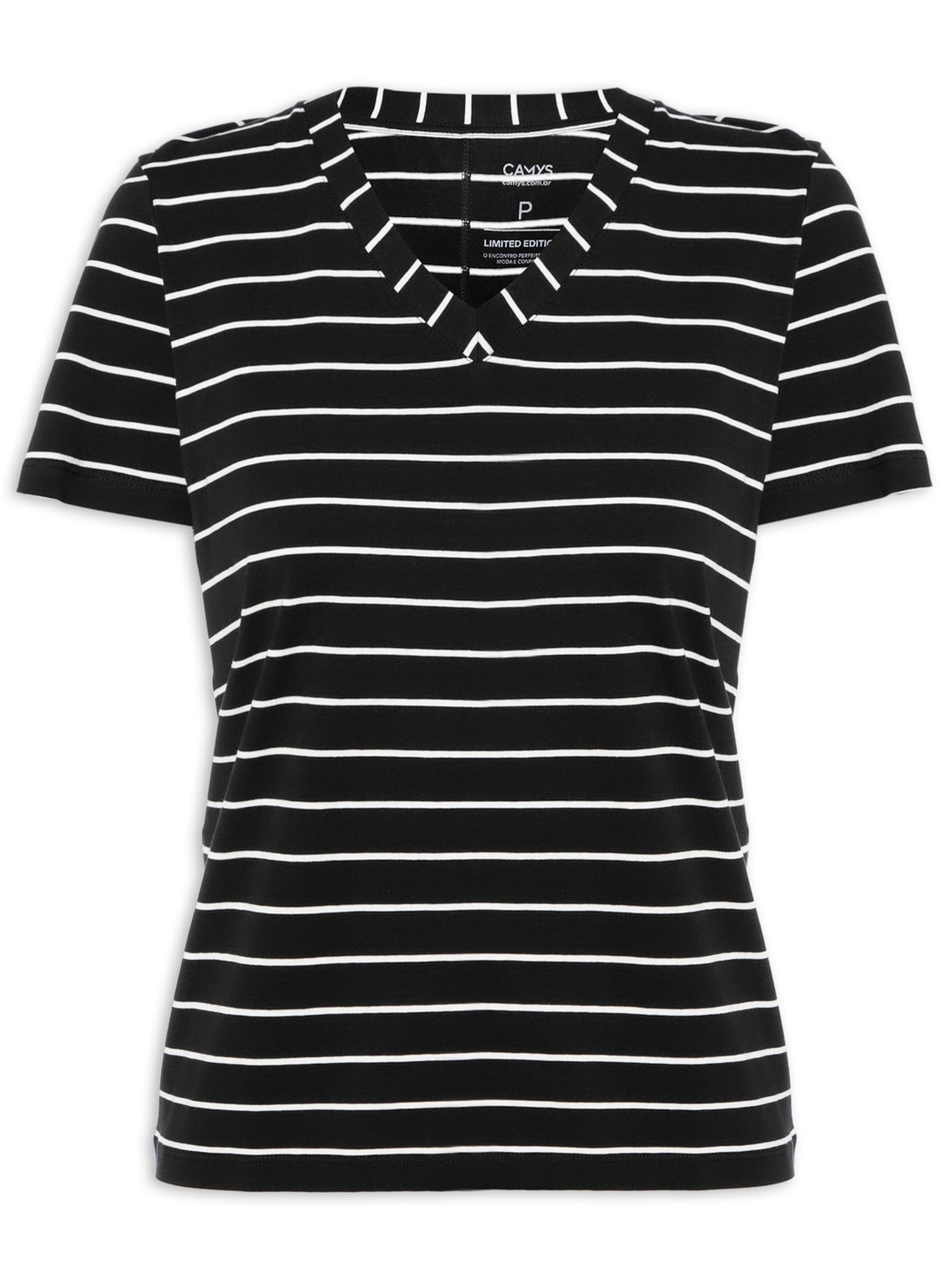 Camiseta Feminina Salva Looks Stripes - Preto