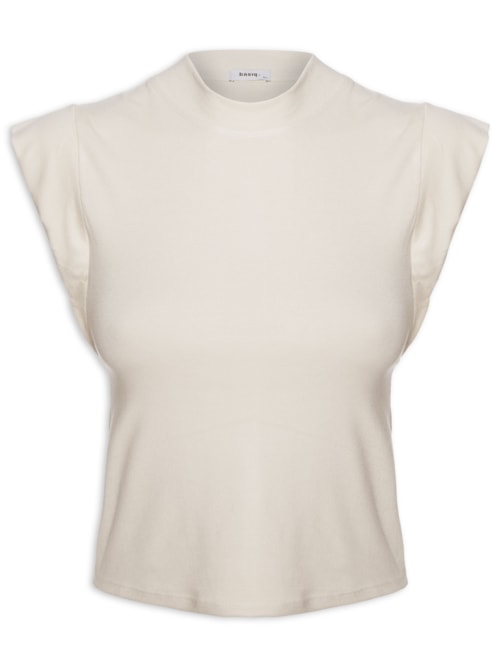 Camiseta Feminina Sem Manga Básica - Bege