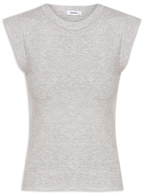 Camiseta Feminina Sem Manga Básica - Cinza