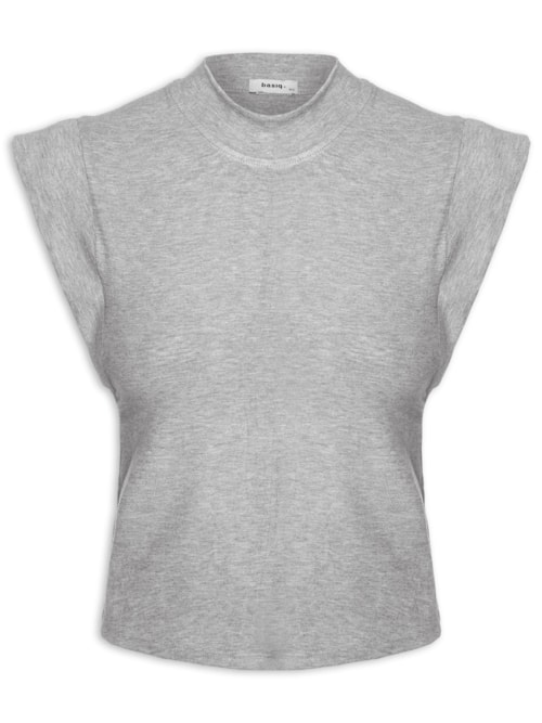 Camiseta Feminina Sem Manga Básica - Cinza