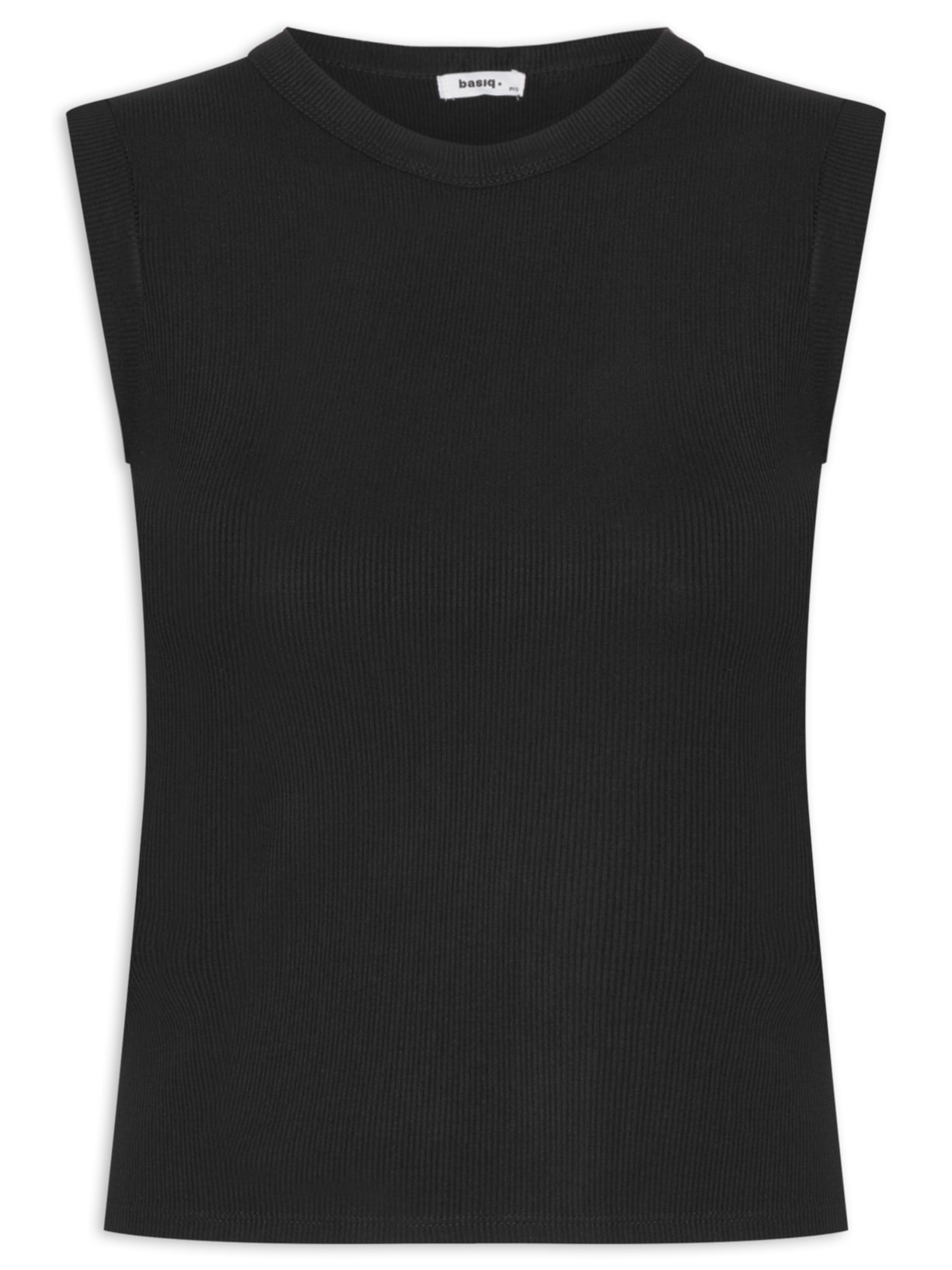 Camiseta Feminina Sem Manga Básica Preto Basiq