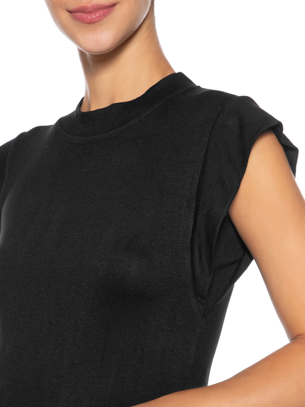 Camiseta Feminina Sem Manga Básica Preto Basiq