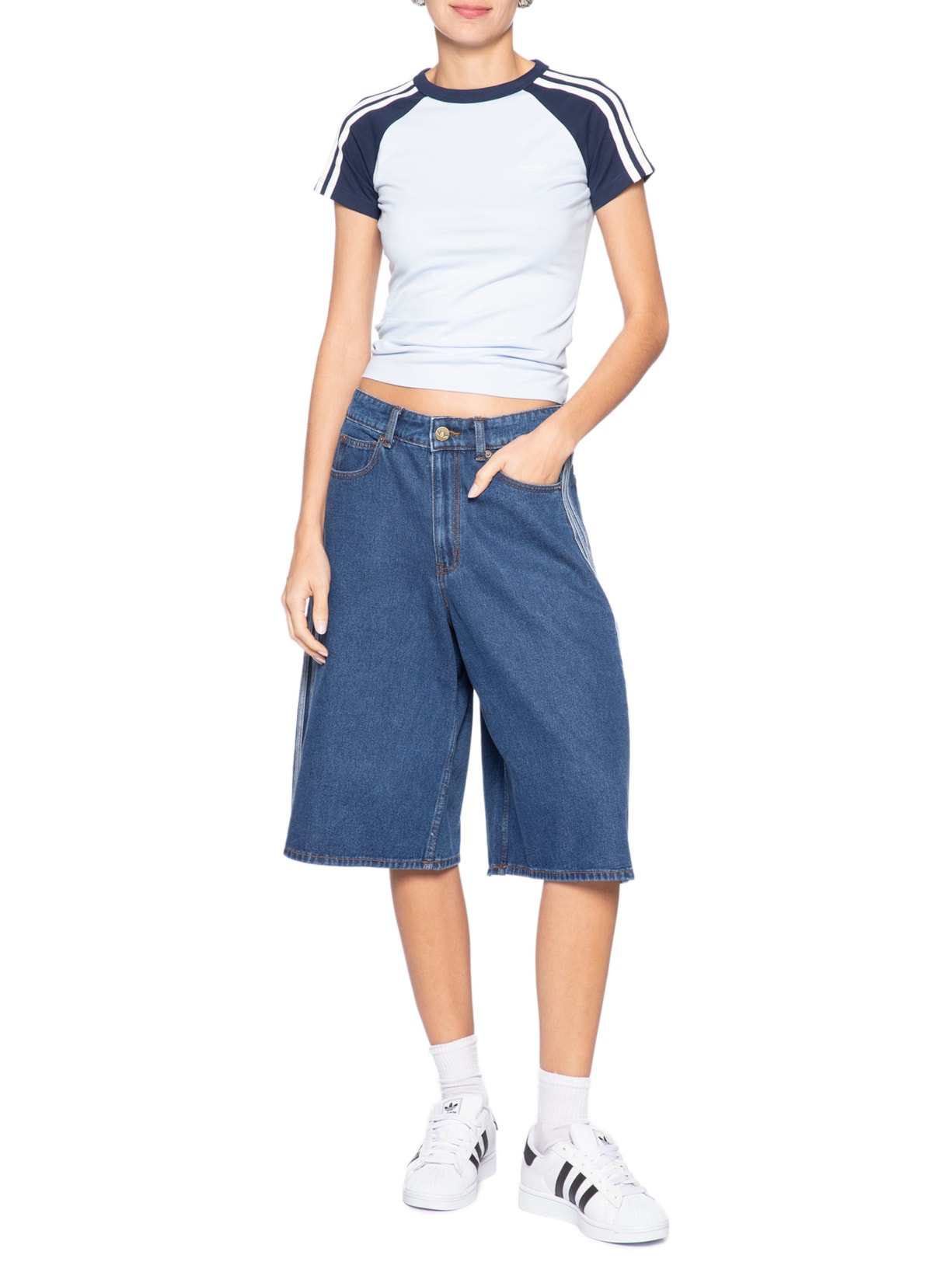 Camiseta Feminina Short Sleeve T Azul Adidas Originals