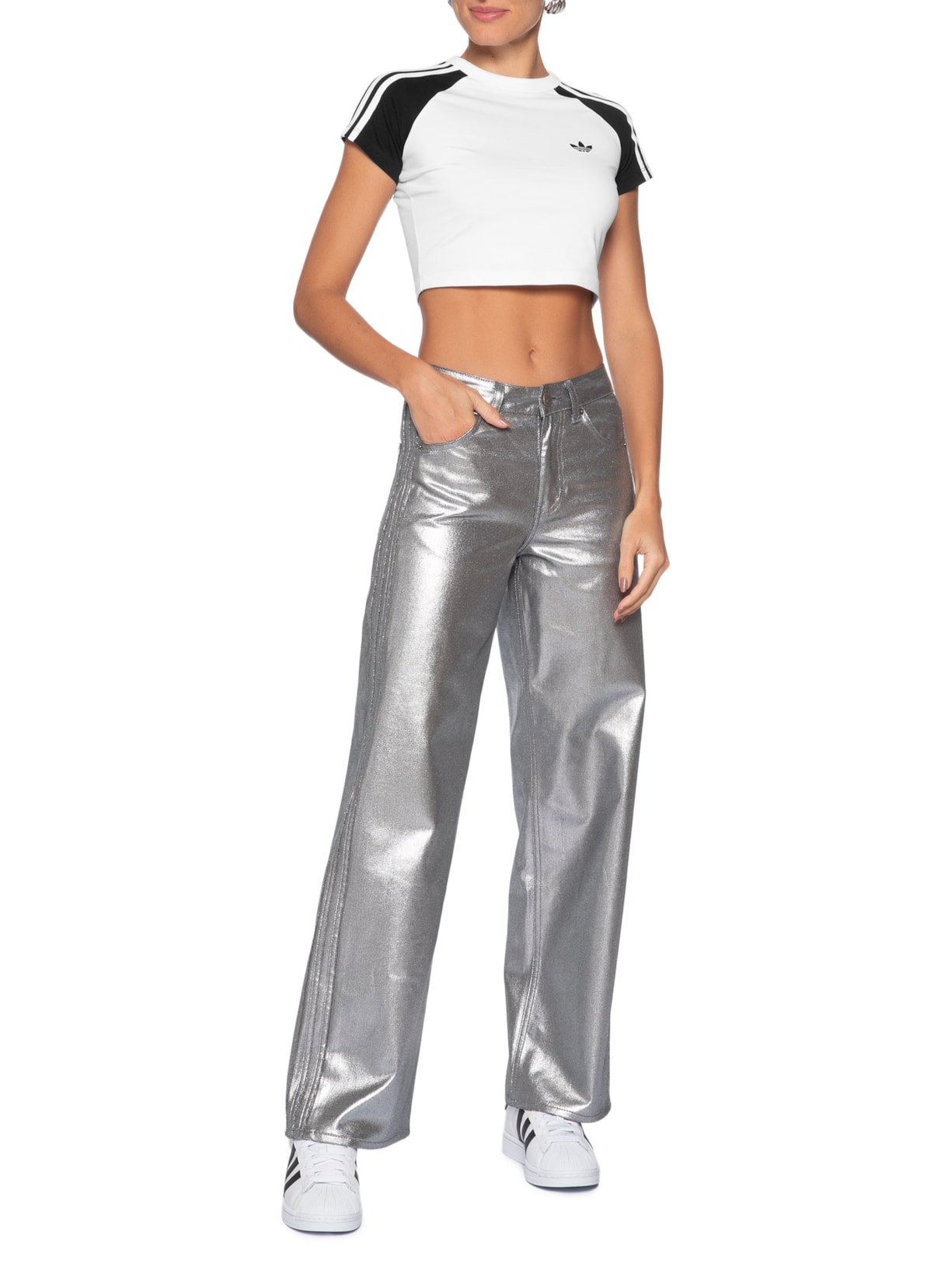 Camiseta Feminina Short Sleeve T Baby Branco Adidas Originals