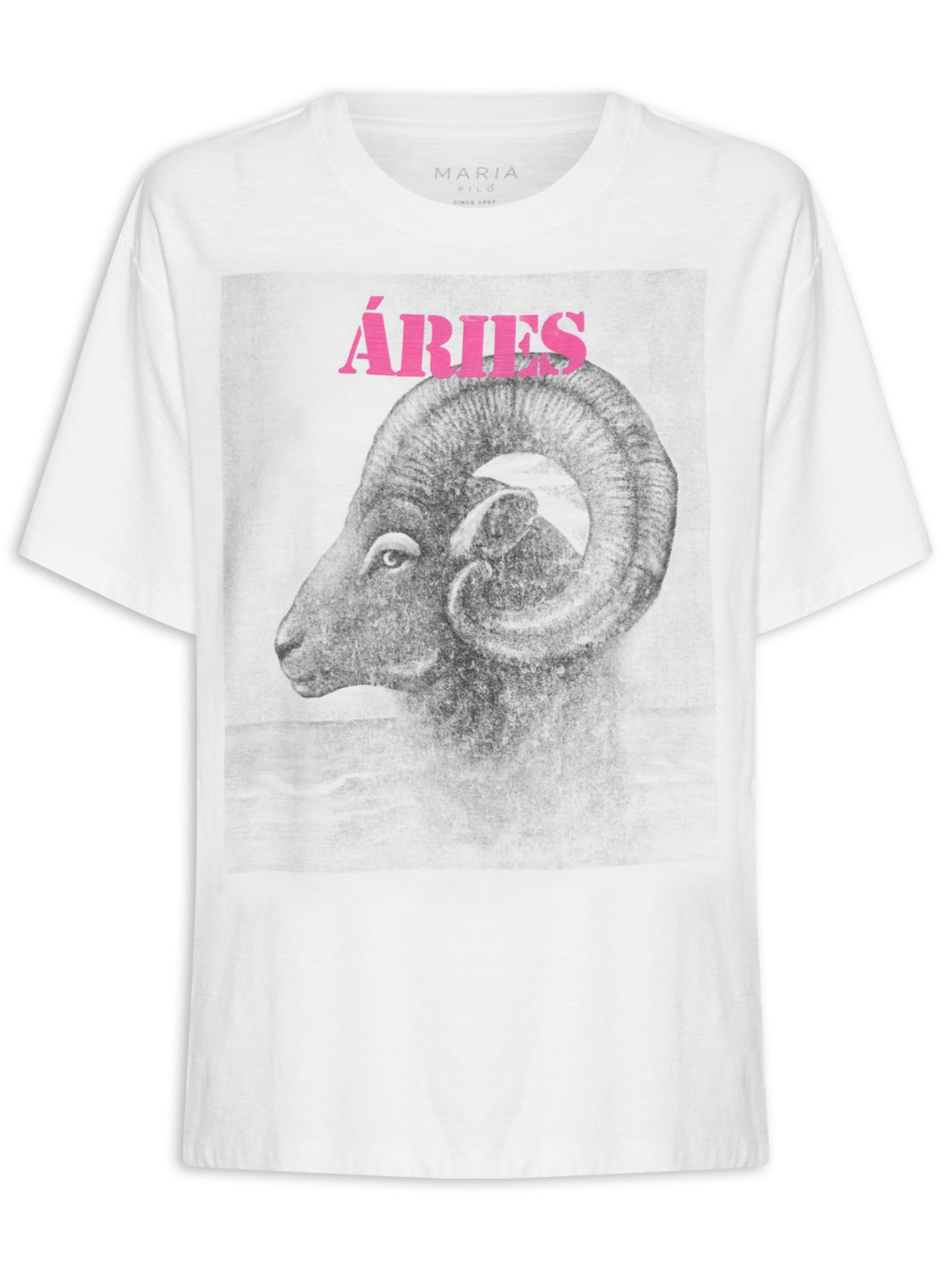 Camiseta Feminina Signo Áries Branco Maria Filó