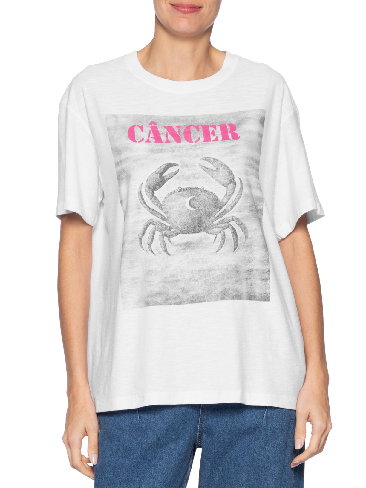 Camiseta Feminina Signo Câncer Branco Maria Filó